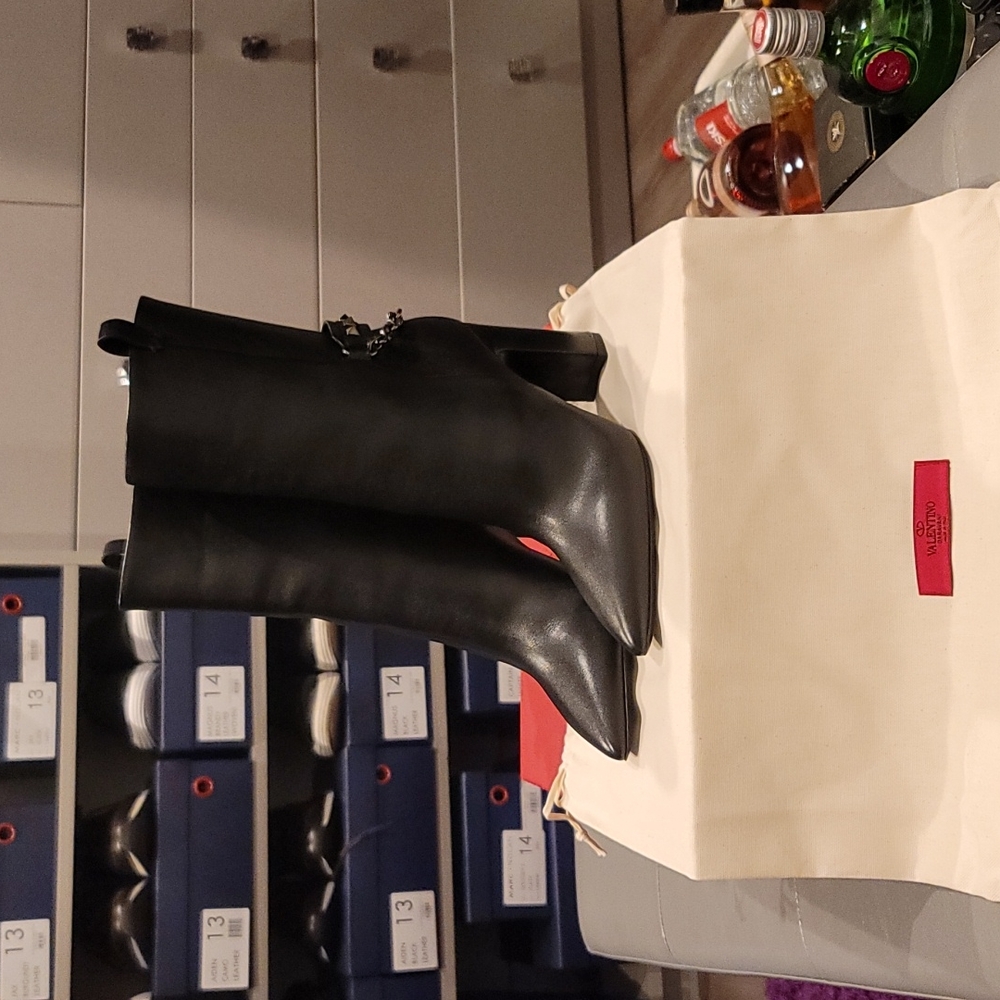 Valentino Rockstud Accents Leather Boots